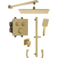 Sapho SMART SELECT podomietkový sprchový set s termostatickou batériou, 2 výstupy, posuvný držiak sprchy, zlato mat RP042GB-02