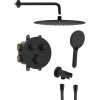 Sapho SMART SELECT podomietkový sprchový set s termostatickou batériou, 2 výstupy, vyústenie, čierna mat RP032B-01