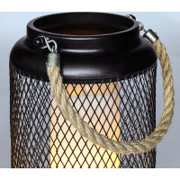 Solight kovový lampáš s LED sviečkou, teplá biela, 3xAA, čierna, 20cm
