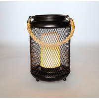 Solight kovový lampáš s LED sviečkou, teplá biela, 3xAA, čierna, 20cm