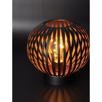 Solight kovový okrúhly lampáš so žiarovkou s micro LED, teplá biela, medená, 3xAA, 19cm