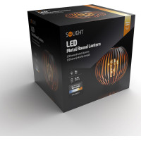 Solight kovový okrúhly lampáš so žiarovkou s micro LED, teplá biela, medená, 3xAA, 19cm