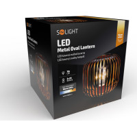 Solight kovový oválny lampáš so žiarovkou s micro LED, teplá biela, medená, 3xAA, 18cm