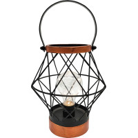 Solight kovový lampáš so žiarovkou s micro LED, teplá biela, 3xAA, 20cm