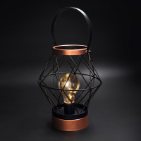Solight kovový lampáš so žiarovkou s micro LED, teplá biela, 3xAA, 20cm