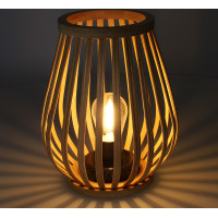 Solight bambusový lampáš s LED žiarovkou, teplá biela, 2x AA, 20cm