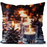 Vianočná LED obliečka na vankúš 45x45 cm - Sviečky