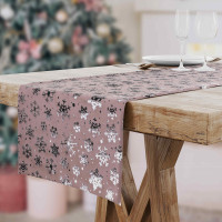 Vianočný behúň CELEBRATION Vločky - 270x28 cm - ružový/strieborný