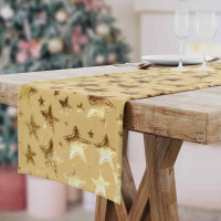 Vianočný behúň CELEBRATION Hviezdy - 270x28 cm - béžový/zlatý