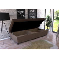 Čalúnená posteľ s úložným priestorom VELNO II - 200x90 cm - hnedá