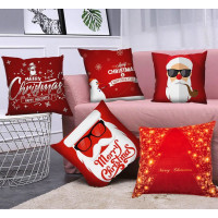 Vianočná obliečka na vankúš 45x45 cm - Santa a soby - vzor 32N