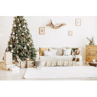 Vianočná dekoratívna figúrka Santa Claus béžový s fajkou a ihličím - 44 cm