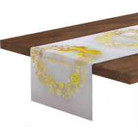Vianočný behúň Veniec - 300x28 cm - biely/zlatý