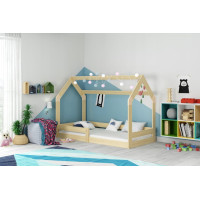 Detská domčeková Montessori posteľ REGINA 160x80 cm - prírodná borovica