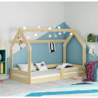 Detská domčeková Montessori posteľ REGINA 160x80 cm - prírodná borovica