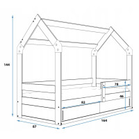Detská domčeková posteľ REGINA s úložným priestorom 160x80 cm - biela