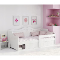 Detská srdiečková posteľ JULIETA s úložným priestorom 160x80 cm - biela