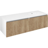 Sapho LOREA skrinka s umývadlom 141x46x51, 5cm (70+70cm), pravá, dub alabama/biela mat LE070-2231-R-05