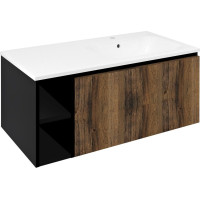 Sapho LOREA skrinka s umývadlom 101x46x51, 5cm (20+80 cm), pravá, dub collingwood/čierna mat LE080-1935-R-03