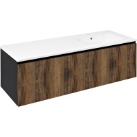 Sapho LOREA skrinka s umývadlom 141x46x51, 5cm (70+70cm), pravá, dub collingwood/čierna mat LE070-1935-R-06