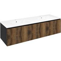 Sapho LOREA skrinka s dvojumývadlom 161x46x51, 5cm (80+80cm), dub collingwood/čierna mat LE080-1935-03