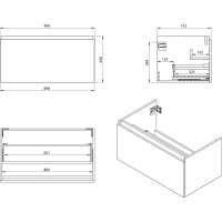 Sapho LOREA skrinka s umývadlom 121x46x51, 5cm (90+30cm), ľavá, dub alabama/biela mat LE090-2231-L-02