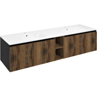 Sapho LOREA skrinka s dvojumývadlom 161x46x51, 5cm (70+20+70cm), dub collingwood/čierna mat LE070-1935-11