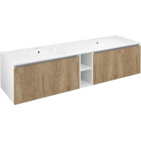 Sapho LOREA skrinka s dvojumývadlom 181x46x51, 5cm (80+20+80cm), dub alabama/biela mat LE080-2231-05