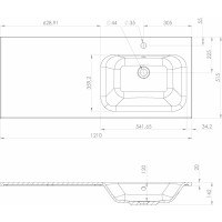 Sapho LOREA skrinka s umývadlom 121x46x51, 5cm (30+90 cm), pravá, biela mat LE090-3131-R-01