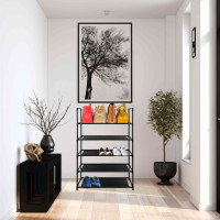 Polica na topánky NUKA - 5 poschodí - 57x28x88 cm - čierna