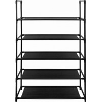 Polica na topánky NUKA - 5 poschodí - 57x28x88 cm - čierna