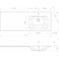 Sapho LOREA skrinka s umývadlom 141x46x51, 5cm (70+70cm), pravá, biela mat LE070-3131-R-04