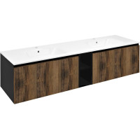 Sapho LOREA skrinka s dvojumývadlom 161x46x51, 5cm (70+20+70cm), dub collingwood/čierna mat LE070-1935-10