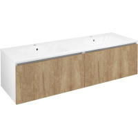 Sapho LOREA skrinka s dvojumývadlom 161x46x51, 5cm (80+80cm), dub alabama/biela mat LE080-2231-02