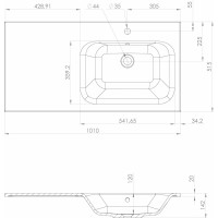 Sapho LOREA skrinka s umývadlom 101x46x51, 5cm (30+70 cm), pravá, dub alabama/biela mat LE070-2231-R-02