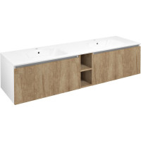 Sapho LOREA skrinka s dvojumývadlom 181x46x51, 5cm (80+20+80cm), dub alabama/biela mat LE080-2231-06