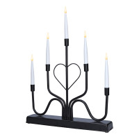 Solight LED kovový svietnik, 5x LED, čierny, 40cm