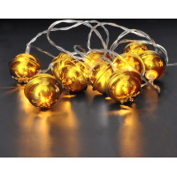 Solight LED vianočná reťaz rolničky, 10x LED, zlatá, 1,5m, 2x AA