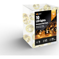Solight LED vianočná reťaz rolničky, 10x LED, zlatá, 1,5m, 2x AA