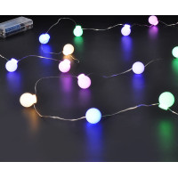 Solight LED vianočná reťaz farebné gule, 20x LED, 2m, 2x AA