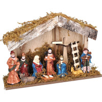 Solight LED drevený betlehem podsvietený, 26x17cm, 6x LED, 2x AA