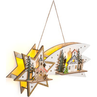 Solight LED vianočná kométa, 10x LED, drevená, 30cm
