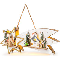 Solight LED vianočná kométa, 10x LED, drevená, 30cm