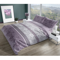 Saténové obliečky PURE SATEEN Flowers - fialové / šedé - 220x200 cm