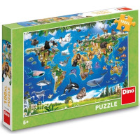 Dino Puzzle Mapa zvierat 100 XL dielikov