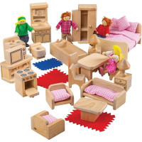 Bigjigs Toys Sada nábytku do domčeka a postavičiek rodiny