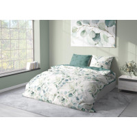 Saténové obliečky MILAGRO VERDE Vetvičky - biele / zelené - 140x200 cm