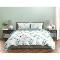 Saténové obliečky MILAGRO VERDE Vetvičky - biele / zelené - 140x200 cm