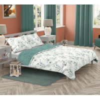 Saténové obliečky MILAGRO VERDE Vetvičky - biele / zelené - 140x200 cm