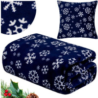 Deka prehoz NIEVE Vločky 130x170 cm - tmavo modrá / biela